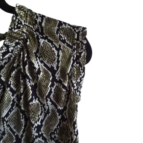 NWT Michael Kors 3X Plus Size Olive Green Snake Print Midi Stretch Dress - Picture 4 of 11
